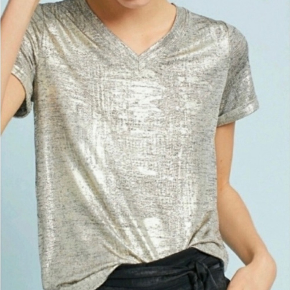 Anthropologie Akemi + Kin Metallic Shimmer Blouse